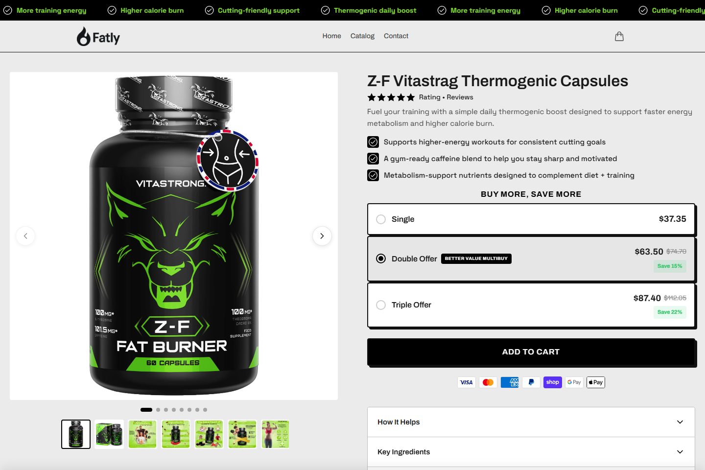 Z-F Vitastrag Thermogenic Capsules — a store page built with Nexvo