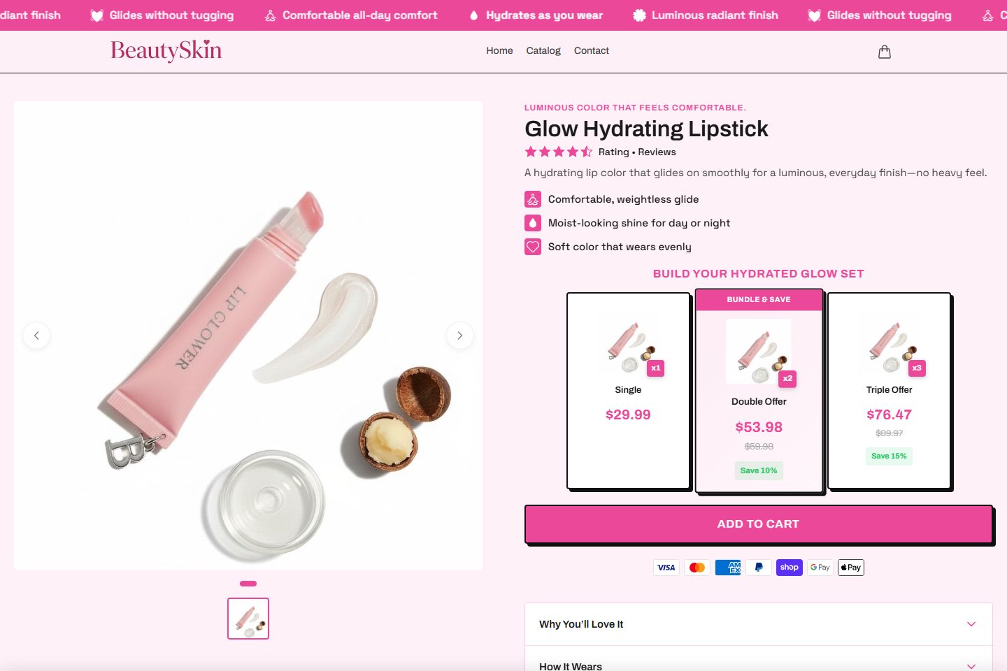 Glow lipstick — a store page built with Nexvo